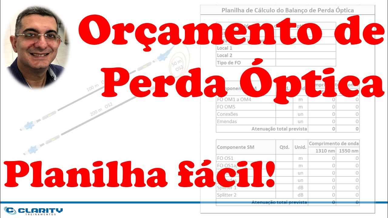 Planilha para calcular o balanço/orçamento de perda óptica | Tutorial Excel