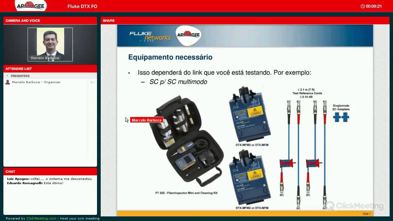 Webinar Teste Óptico Tier 1 com Fluke DTX-1800 | power meter | atenuação